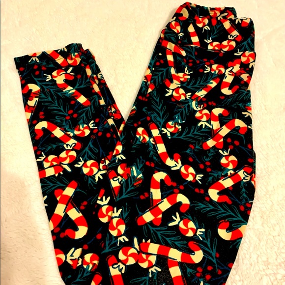 Lularoe Candy Cane Leggings Hot Sale 
